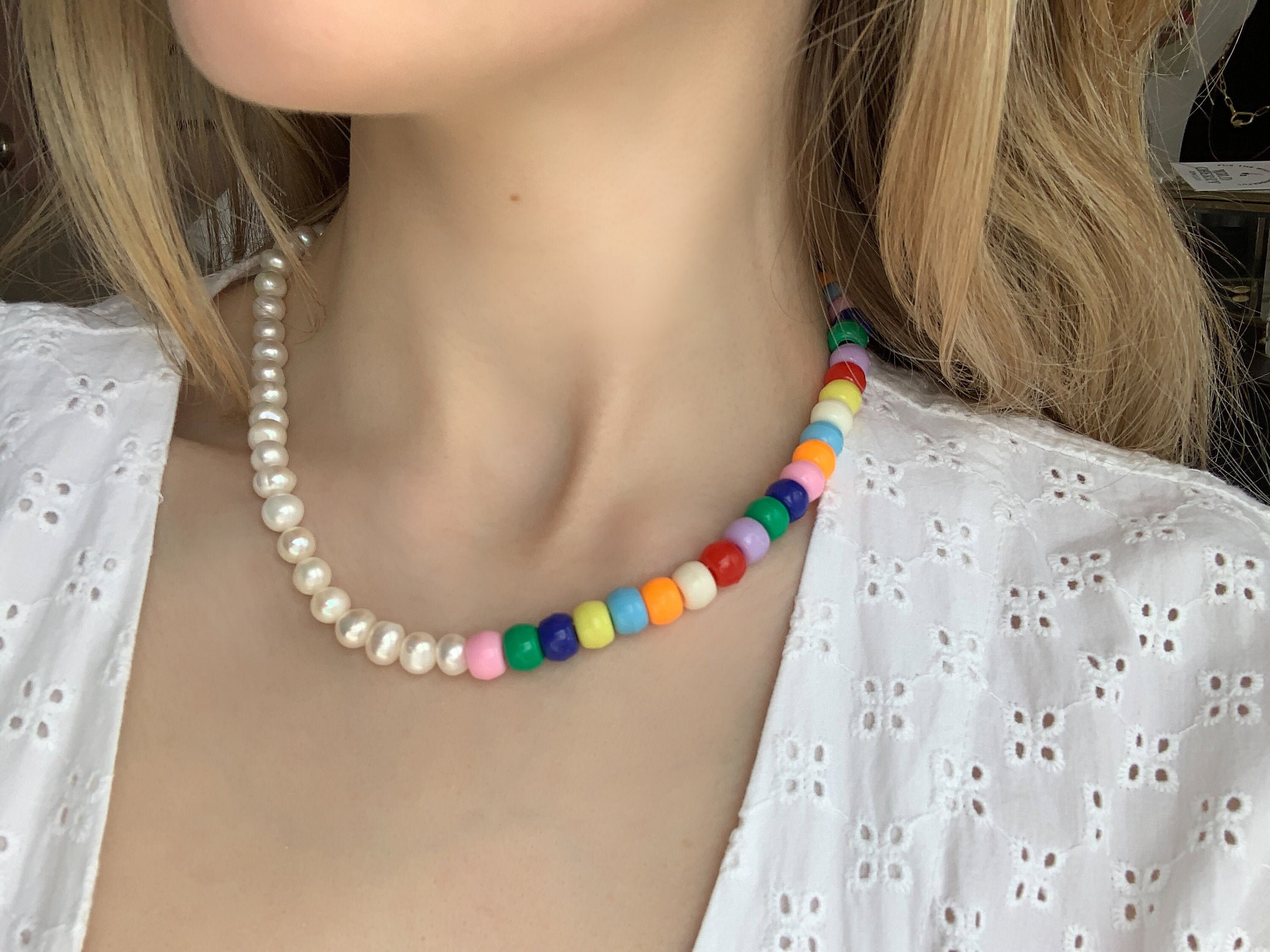 Half Pearl Half Colourful Beaded 