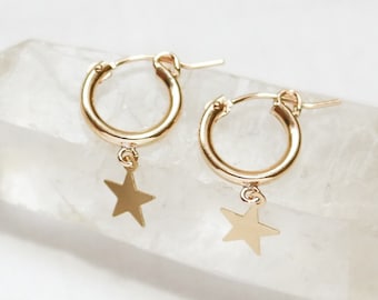 Star Huggie Hoop Earrings, 14k Gold-filled Earrings, High Quality Hoops, Gift for Her, You’re a Star, Zero Waste Packaging