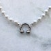 Womens Punk Pearl Necklace - Handmade Pearl Statement Necklace - Horseshoe Clasp Pearl Necklace - Silver Hardware Necklace 