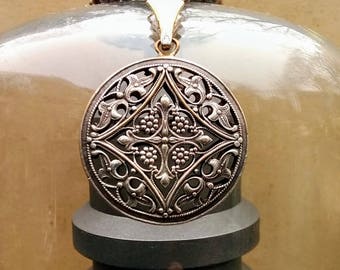 Antique Neo Gothic silver pendant necklace