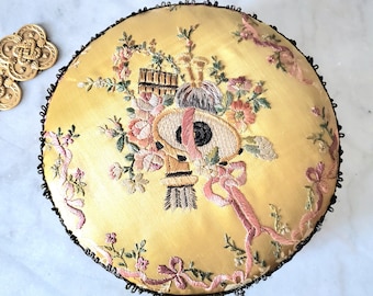 19th century French Antique silk embroidered box .