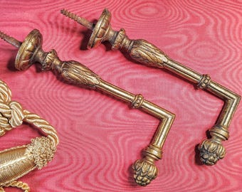 French Antique 19th century bronze gilt Ormolu curtain tie backs ( sold in set of two ) .