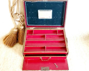Red laquer 19th century French jewelry box  !