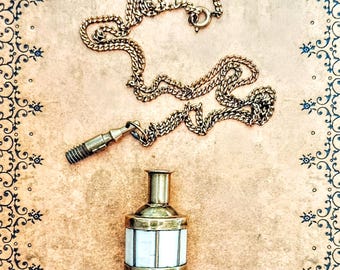North African Bone and brass handmade perfume vessel pendant necklace !