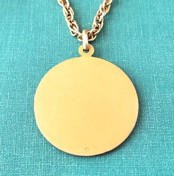 Gold plated antique Virgin Mary charm necklace  . View 3