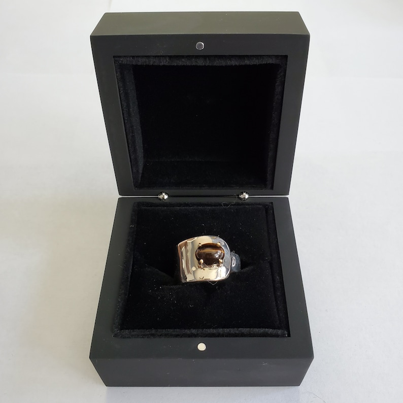 Sterling Silver Genuine Tigers Eye Spoon Ring