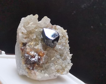 Transparent cassiterite twin crystal with quartz, Amo Ximeng Yunnan Province China, 20mm x 20mm, B3328