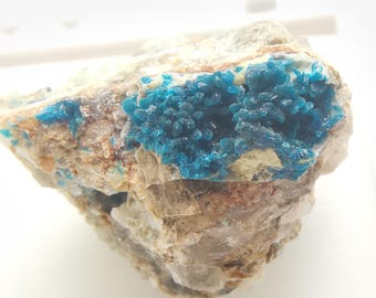 Veszelyite Blue xls in Hemimorphite Vug Mineral Specimen (23mm x 18mm x 18mm) B3421