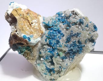 Veszelyite Blue xls in Hemimorphite Vug Mineral Specimen (22mm x 16mm x 8mm) B2728
