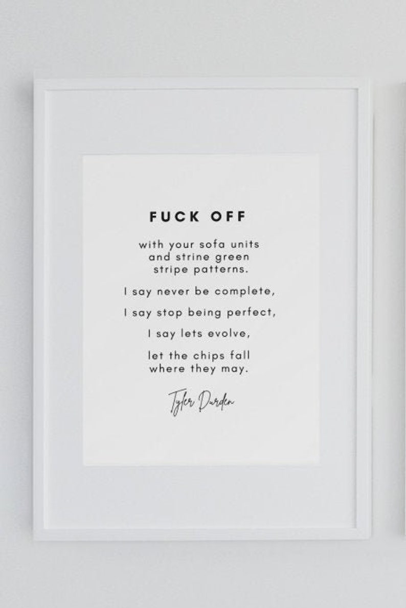 Tyler Durden Let the Chips Fall Where They May Movie Quote Etsy