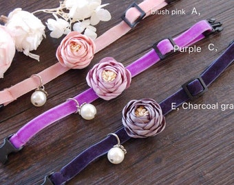 Pink Cat collar flower cat collar,shabby chic style small dog collar.Kitten collar.dog collar,kitty collar Birthday cat gift,puppy collar