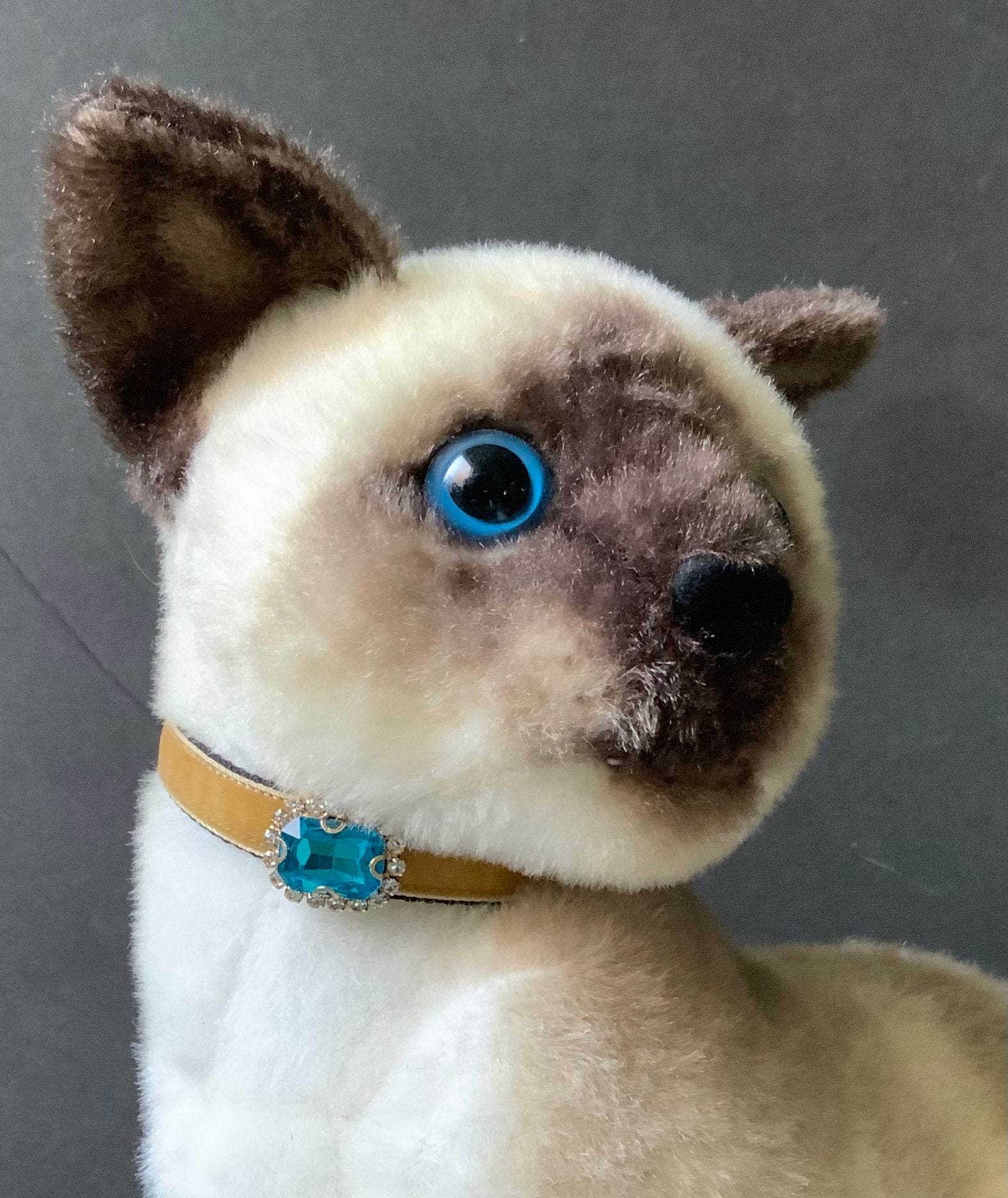 シャム猫の首輪。シャム猫用のかわいいブルーのラインストーンの首輪