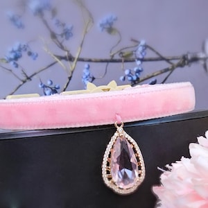 Princess Cat collar. rhinestone Cat collar,pink velvet dog collar,Kitten collar.Tiny dog collar,Tea cup dog ,cat gift collar.puppy collar