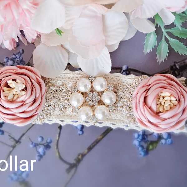 Schöne Spitze Hundehalsband,rosa Blume Hundehalsband