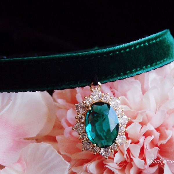 Beautiful rhinestone Cat collar,Dark green velvet small dog collar,breakaway Kitten collar.Tiny dog collar,cat birthday gift.puppy gift.