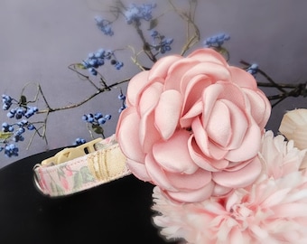Pink flower Cat collar,Puppy collar,shabby chic style small dog collar.Kitten collar.kitty collar, Birthday cat gift,tea cup dog collar