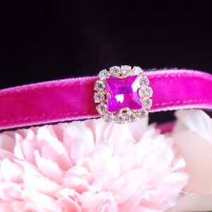 Beautiful rhinestone Cat collar, Hot pink velvet small dog collar,Kitten collar.Tiny dog collar, Birthday cat gift,kitty collar.puppy gift