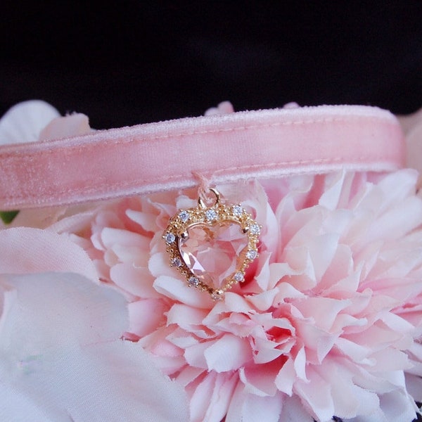 Prinzessin Katzenhalsband,Strassstein Katzenhalsband,blush rosa Samt kleiner Hundehalsband,Tiny Hundehalsband