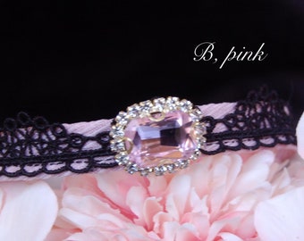 Cute Pink breakaway rhinestone Cat collar,lace tiny dog collar,Tiny dog collar,brithday cat gift,kitty collar.puppy collar.puppy collar