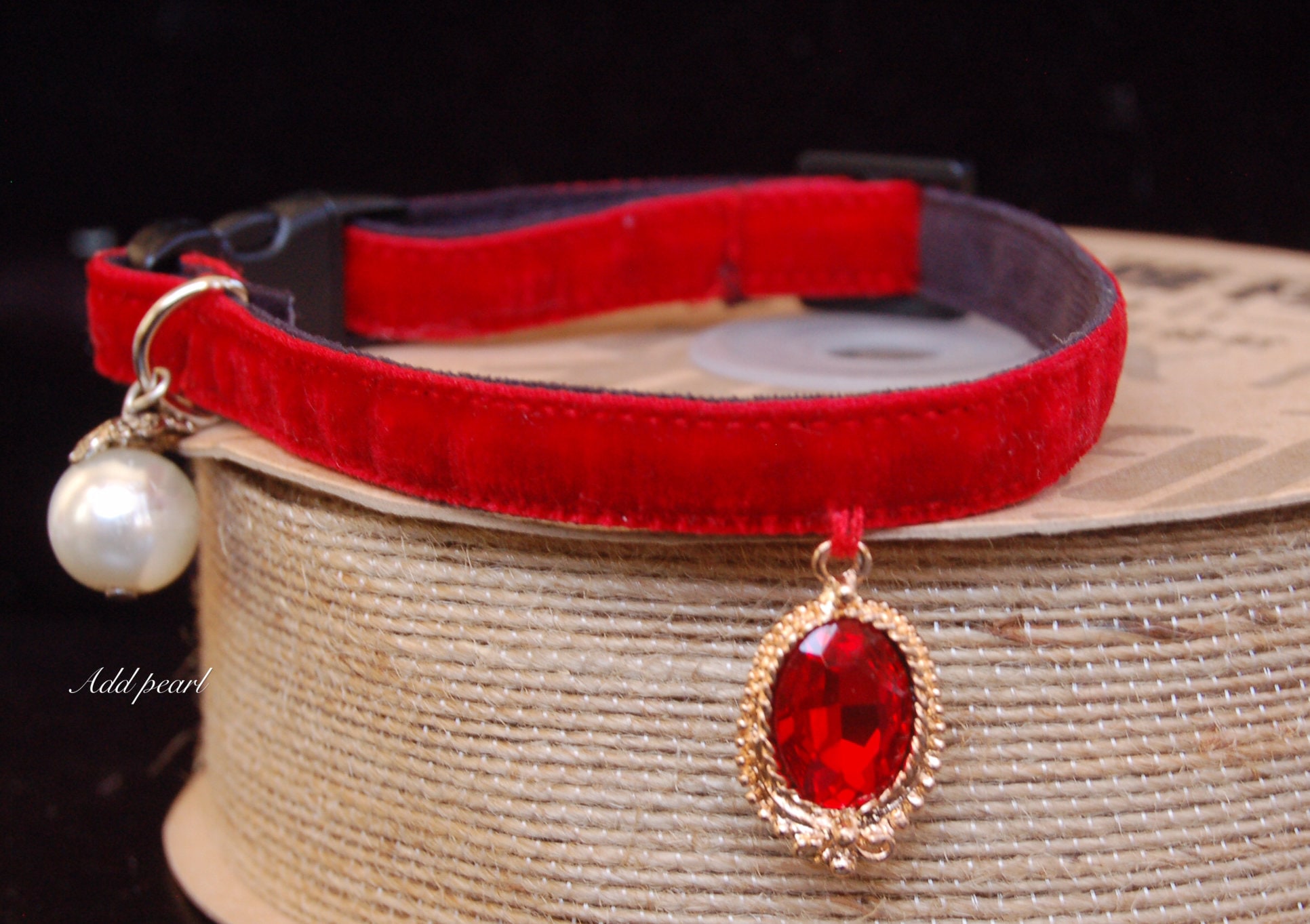 Princess Cat collarrhinestone Cat collarRed velvet dog Etsy