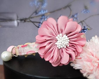 Dusky Pink flower Cat collar,Puppy collar,shabby chic style small dog collar.Kitten collar.kitty collar, Birthday cat gift,teacup dog collar