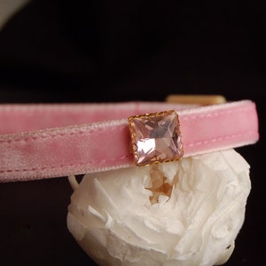 Beautiful rhinestone Cat collar,pink velvet small dog collar,Kitten collar.Tiny dog collar, Birthday cat gift,kitty collar.puppy collar.