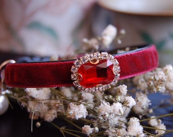 Kattenhalsband, kattencadeau, wijnfluwelen kattenhalsband, kleine hondenhalsband. Kleine hondenhalsband, kattenverjaardagscadeau, kattenhalsband, kittenhalsband, puppyhalsband