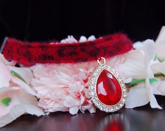 Cute leopard Cat collar,red cat collar, small dog collar.Tiny dog collar, Birthday cat gift,kitty collar, kitten collar,cat.puppy collar