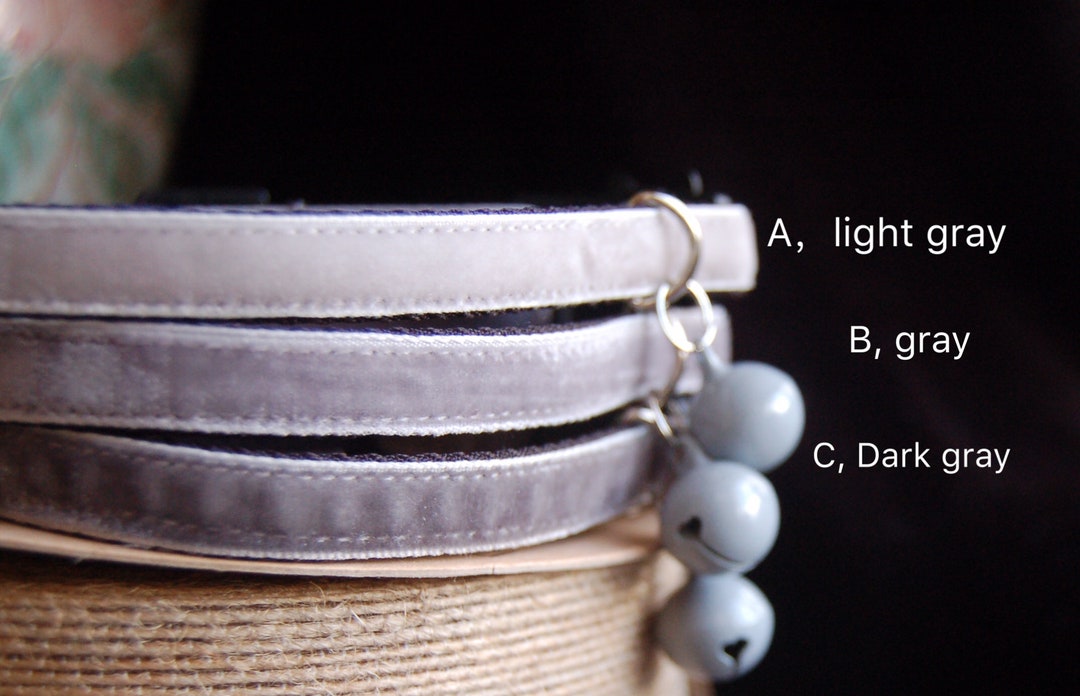 Boy Cat Collargray Velvet Cat Collar Small Dog Collarkitten Etsy