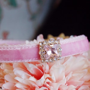 Cute rhinestone Cat collar,pink velvet small dog collar,Kitten collar.Tiny dog collar, Birthday cat gift,kitty collar.puppy collar.puppy
