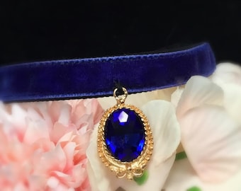 Schönes königsblaues Halsband,samt kleiner Hundehalsband,Welpenhalsband.Hochzeitskatzenhalsband,Geschenk für Katze,Kätzchenhalsband