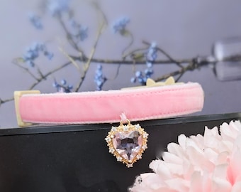 Princess Cat collar. rhinestone Cat collar,pink velvet dog collar,Kitten collar.Tiny dog collar,Tea cup dog ,cat gift collar.puppy collar