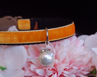 Goudsbloem fluwelen kattenhalsband.val kattenhalsband,herfst kleine hondenhalsband.kittenhalsband,verjaardagscadeau voor kat,oranje kleine hondenhalsband.huisdierhalsband