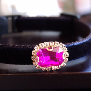 Beautiful hot pink rhinestone Cat collar,dark navy velvet small dog collar,Kitten collar.Tiny dog collar, Tea cup gift,kitty .puppy collar