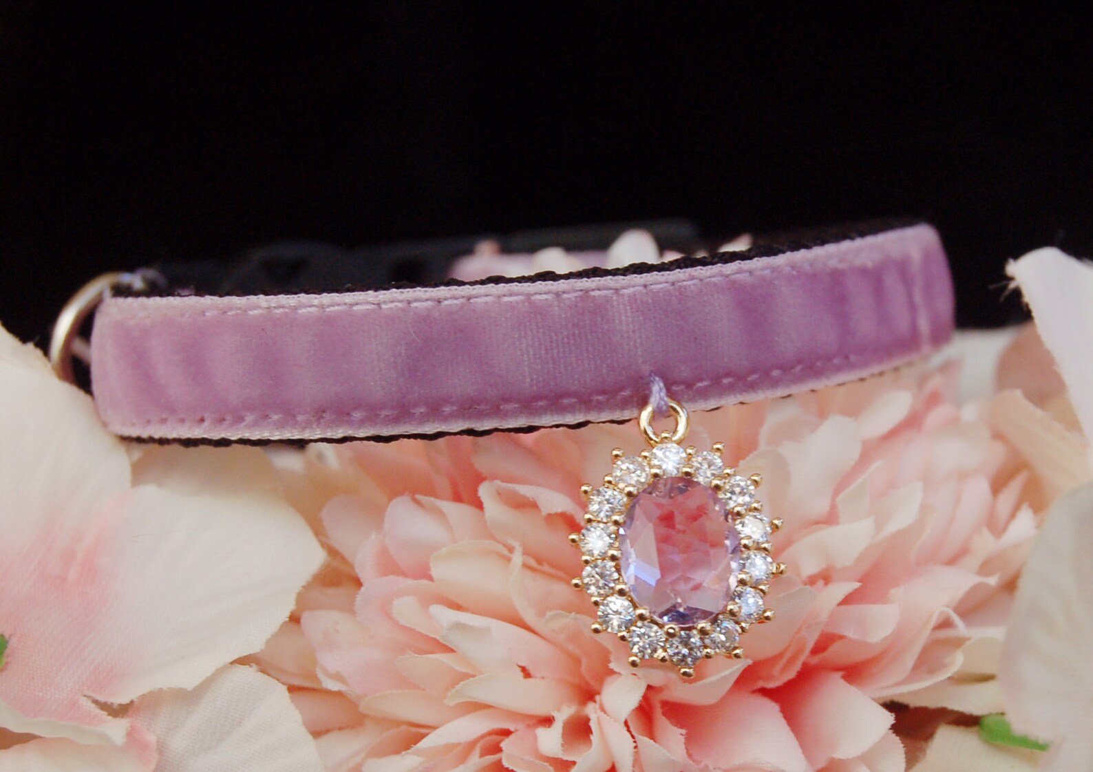 Princess Cat collar. rhinestone Cat collarlight purple velvet Etsy