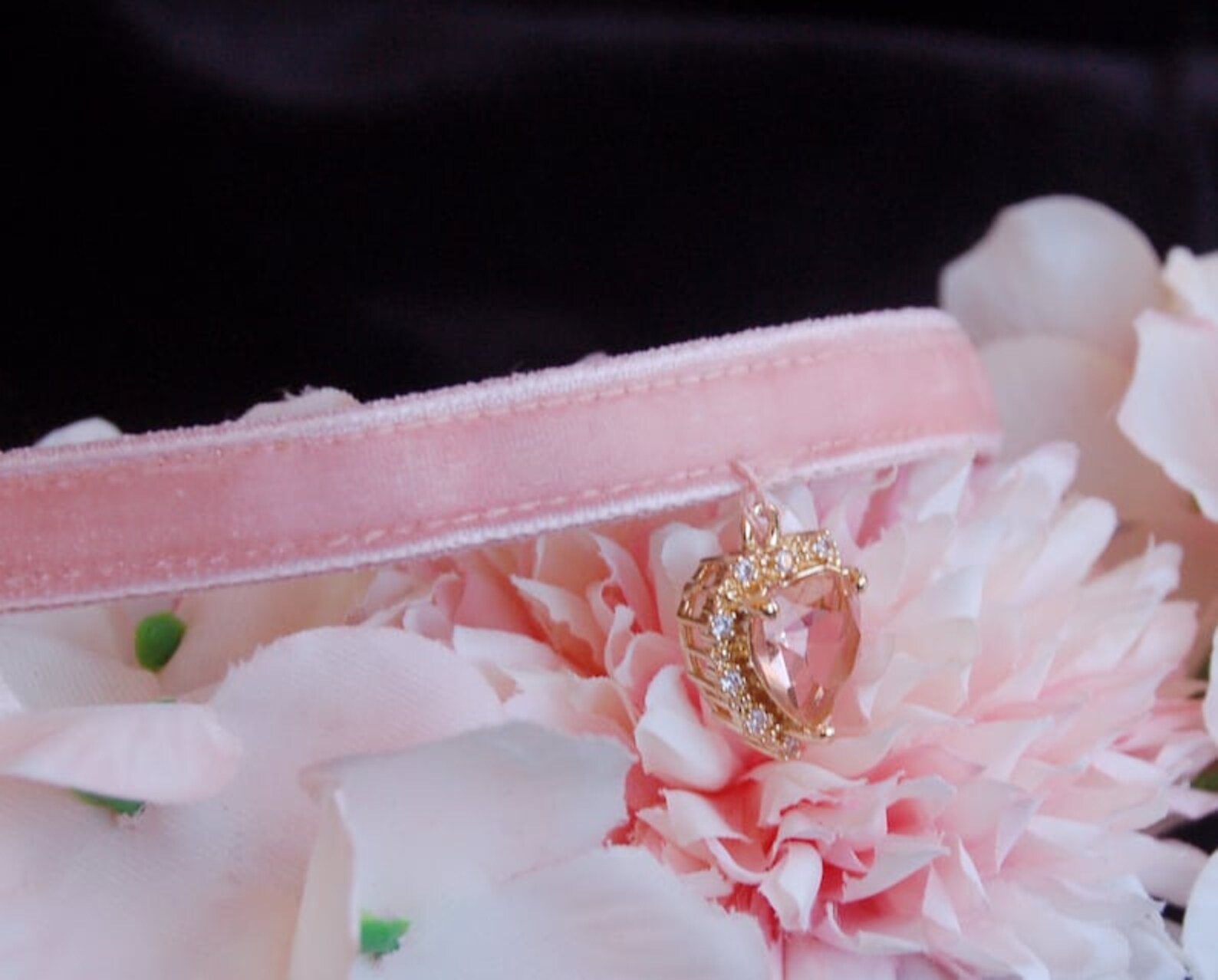 Princess Cat Collarrhinestone Cat Collarblush Pink Velvet Etsy