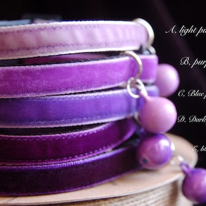 Safe Breakaway Cat collar,purple girl or boy velvet cat collar,small dog,kitten collar.Tiny dog collar.puppy collar.tea cup dog collar