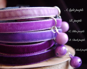 Safe Breakaway Cat collar,purple girl or boy velvet cat collar,small dog,kitten collar.Tiny dog collar.puppy collar.tea cup dog collar