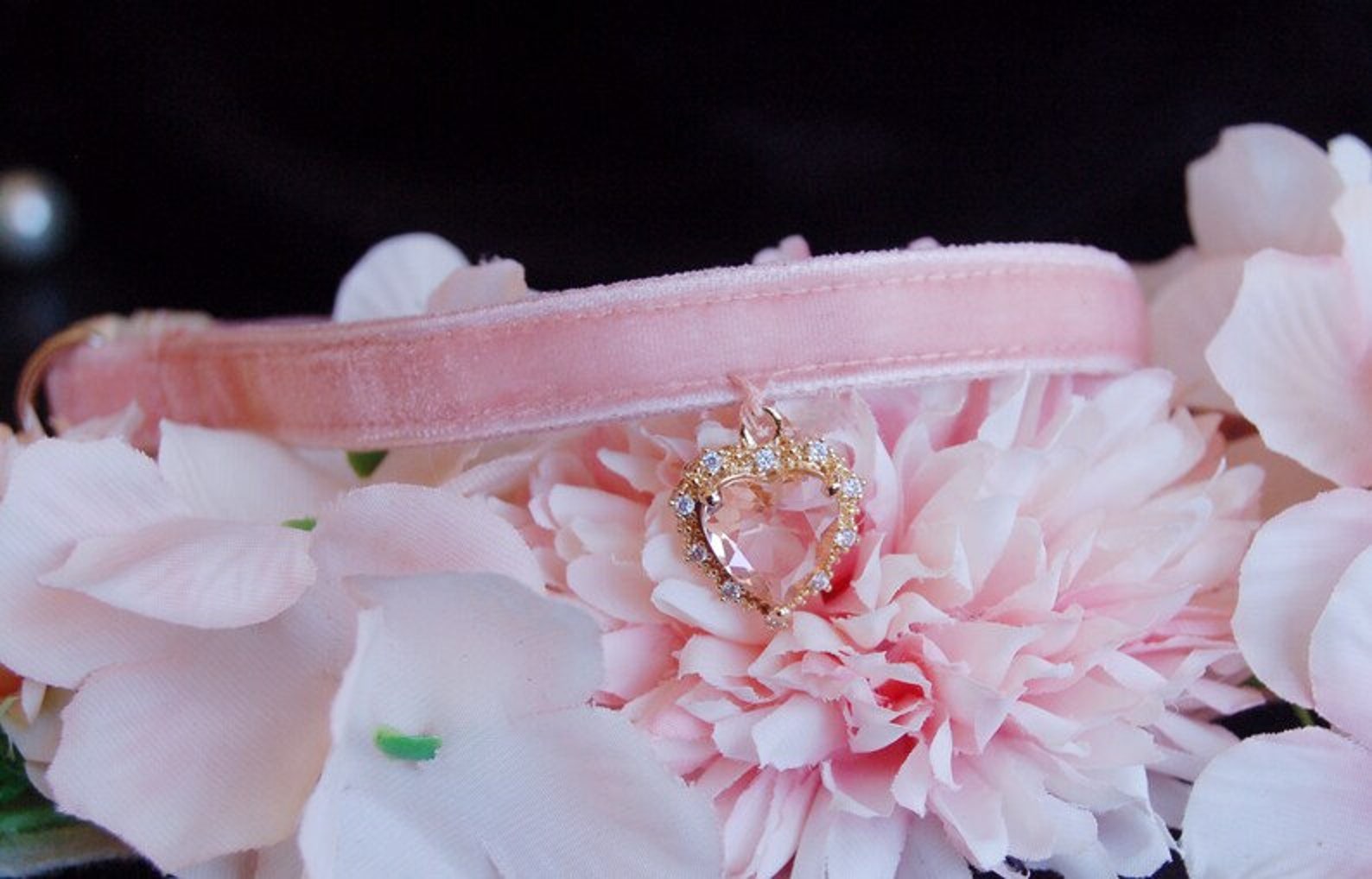 Princess Cat Collarrhinestone Cat Collarblush Pink Velvet Etsy