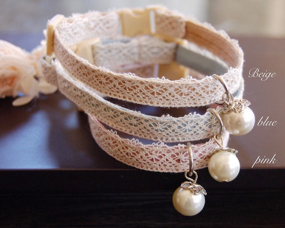 Cute lace cat collar,pearl Cat collar, Puppy collar,lace small dog collar,Kitten collar.Tiny dog collar, Birthday cat gift,kitty collar.