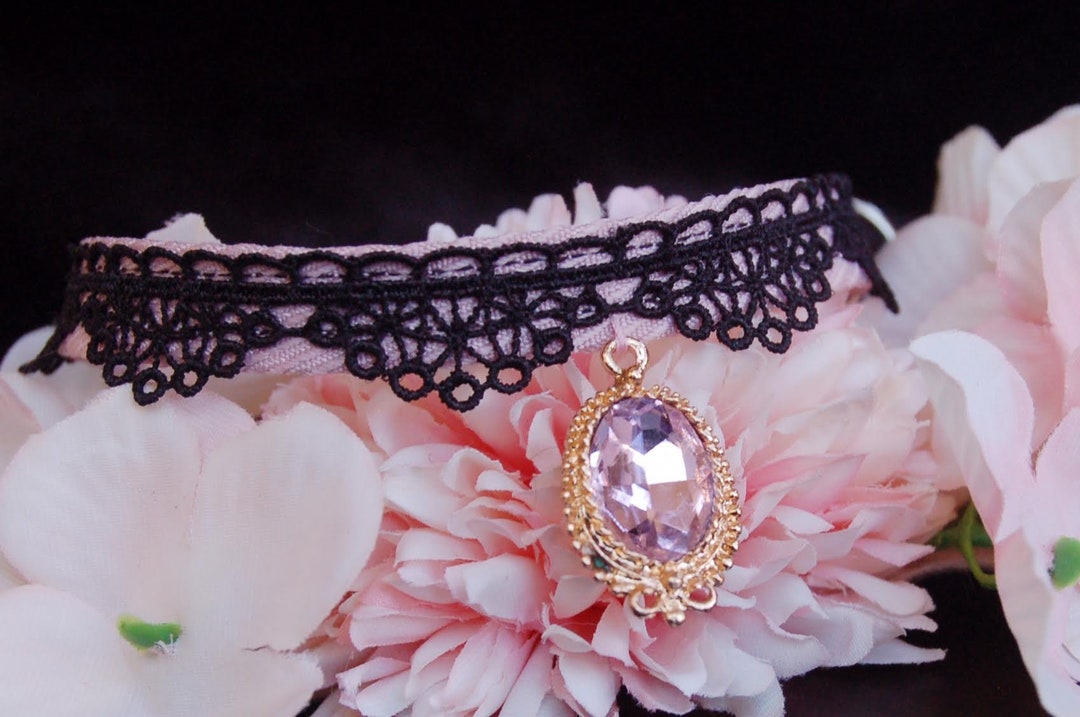 Pink Princess Cat Collar,rhinestone Cat Collar,black Lace Small Dog