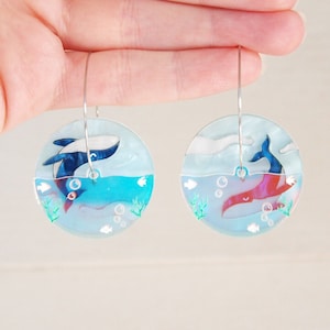 Interactive Whale Hoop Earrings in Laser Cut Acrylic