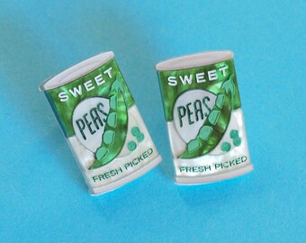 Sweet Peas Can Stud Earrings in Laser Cut Acrylic