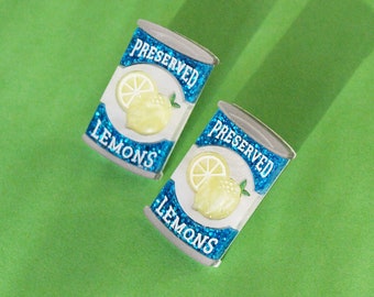 Preserved Lemons Can Stud Earrings in Laser Cut Acrylic