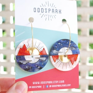 Sun and Moon Reversible Hoop Earrings in Laser Cut Acrylic