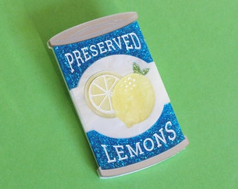 Preserved Lemons Can Brooch in Laser Cut Acrylic