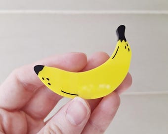 Banana pop art style brooch in laser cut acrylic