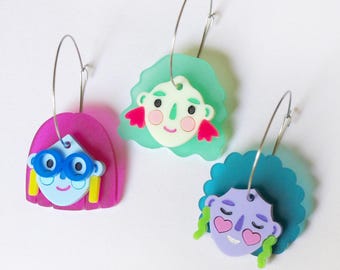 Happy Hoop Gals - All 3 designs to mix and match - hoop earrings made from laser cut acrylic