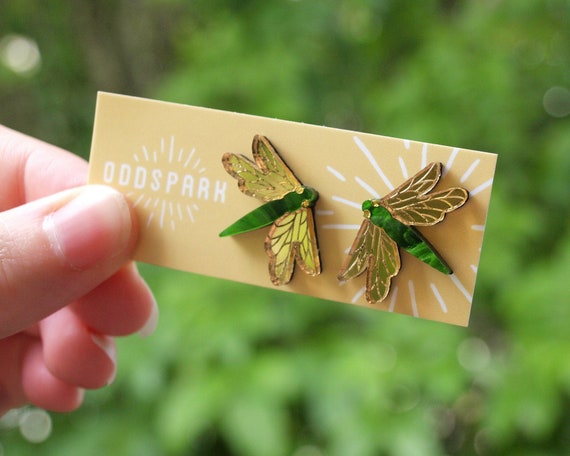 Gold dragonfly stud best sale earrings
