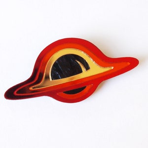 Black Hole Brooch in Mirror and Black Acrylic